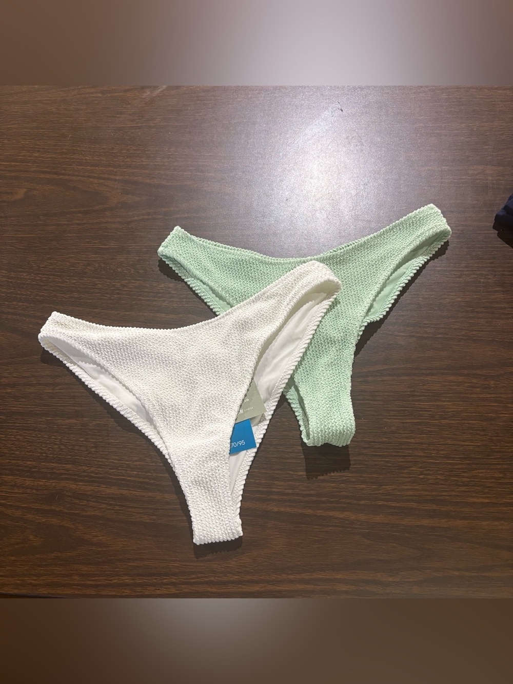 H&M White and Mint Green Textured Bikini Bottoms Bundle